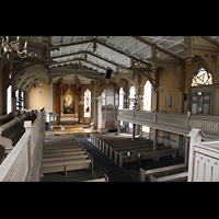 Troms, Domkirke, Blick von der Hauptorgel in die Kirche