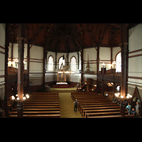 Bergen, Johanneskirke, Blick vom Spielotisch in die Kirche