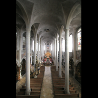 Blick von der Orgelempore in die Basilika vor der Renovierung Straubing, Basilika St. Jakob, Blick von der Orgelempore in die Basilika vor der Renovierung