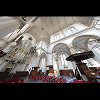 Amsterdam, Westerkerk, Seitlicher Blick auf West- und Nordseite des Langhauses
