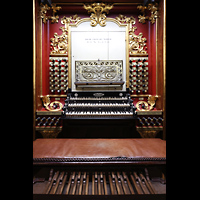 Gouda, Sint Janskerk - Grote Kerk, Spieltisch der Hauptorgel