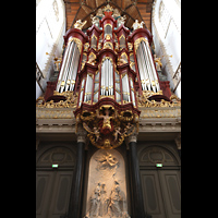 Haarlem, Sint Bavokerk, Hauptorgel mit tragenden Sulen perpsektivisch