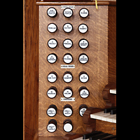 Leiden, Hooglandse Kerk, Linke Registerstaffel der Willis-Orgel