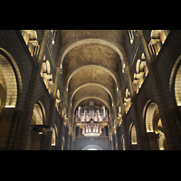 Monaco-Ville, Cathdrale de l'Immacule-Conception, Hauptschiff in Richtung Orgel